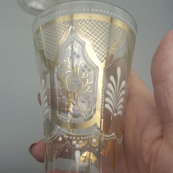 Vintage gold trimmed clear juice glasses set of two - Picture 6 of 10